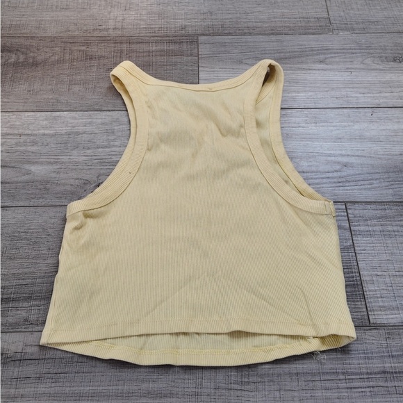 Zara Women's Butter Yellow Ribbed Halter Tank Top Lagonlook Minimalist Summer - Picture 3 of 5